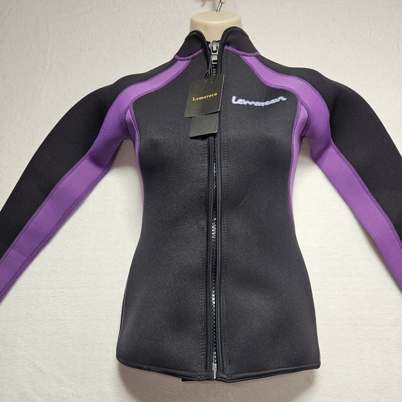 Lemoreen Wetsuit Jacket SZ‎ 4 - Snorkeling Diving Swimming Purple/Black Surf - Picture 4 of 5
